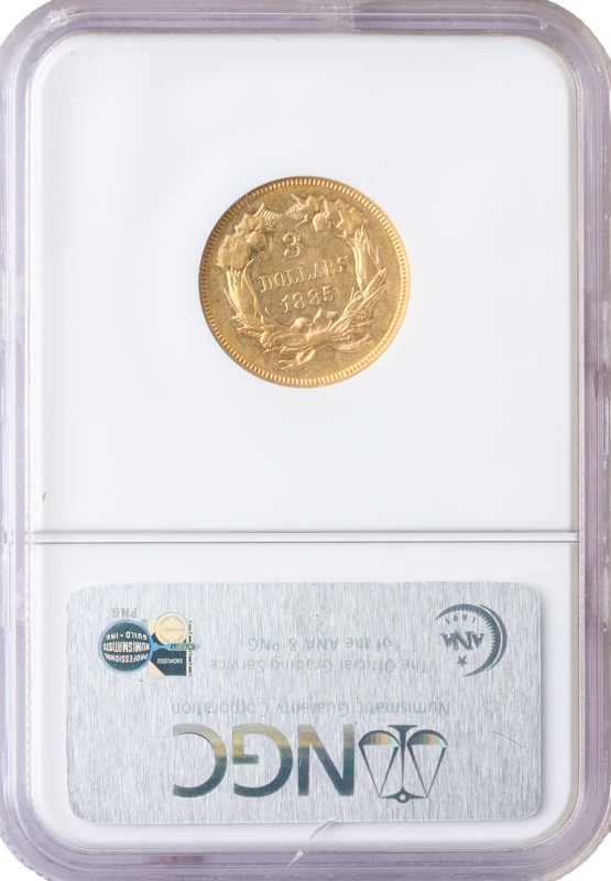 1885 $3 Indian Princess NGC AU58