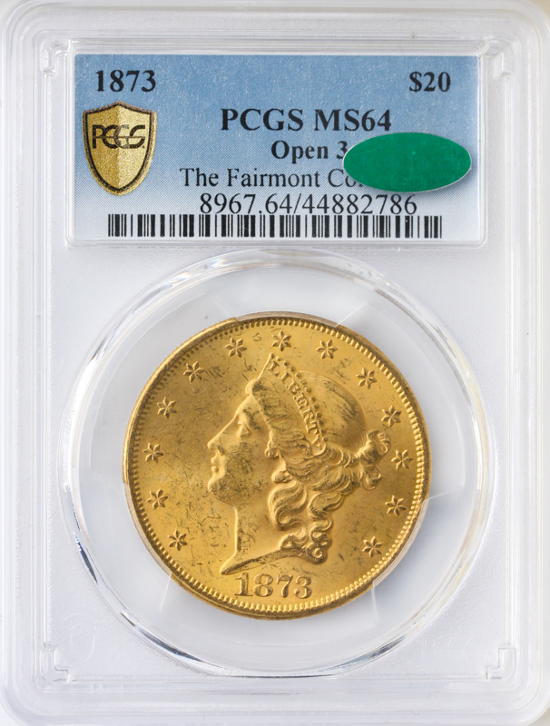 1873 $20 Liberty Open 3 PCGS MS64 CAC 1873 $20 Liberty Open 3 PCGS MS64 CAC
