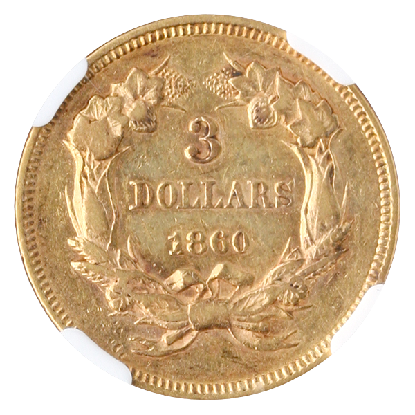 1860 $3 Inidan Princess NGC AU53 CAC 1860 $3 Inidan Princess NGC AU53 CAC