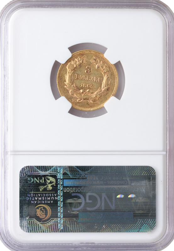1860 $3 Inidan Princess NGC AU53 CAC 1860 $3 Inidan Princess NGC AU53 CAC