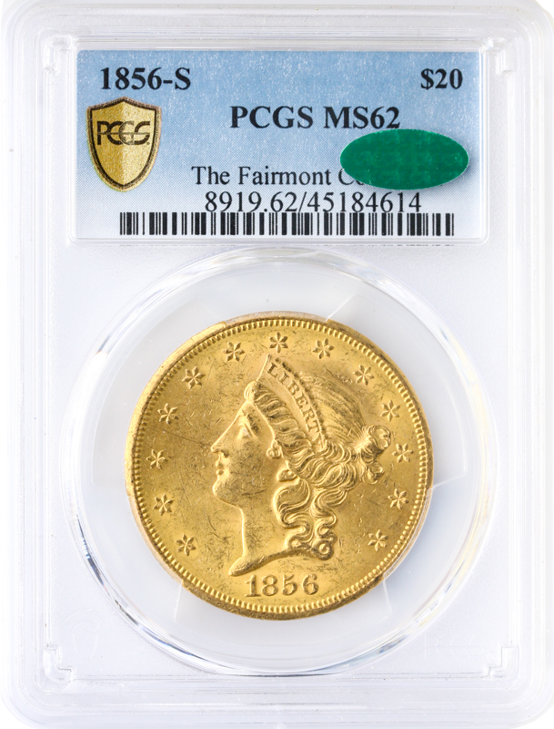 1856-S $20 Liberty PCGS MS62 CAC 1856-S $20 Liberty PCGS MS62 CAC