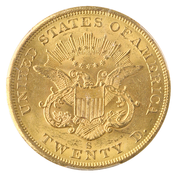 1856-S $20 Liberty PCGS MS62 CAC 1856-S $20 Liberty PCGS MS62 CAC
