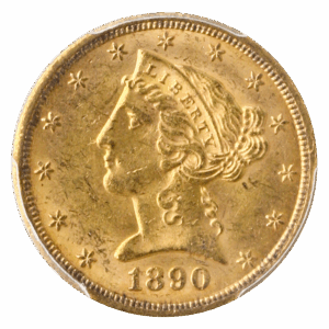 1890-CC $5 Liberty PCGS MS62 CAC +