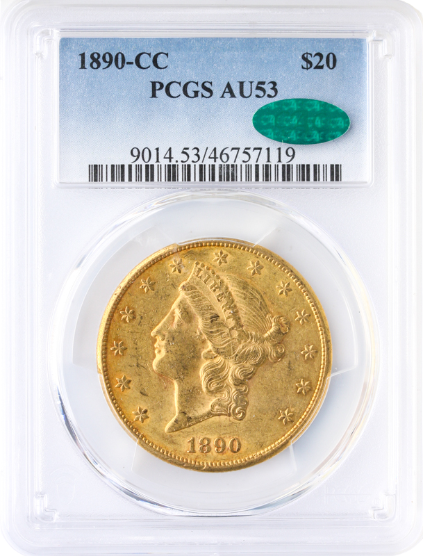 1890-CC $20 Liberty PCGS AU53 CAC 1890-CC $20 Liberty PCGS AU53 CAC