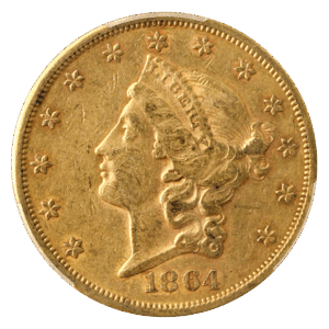 1864 $20 Liberty PCGS AU53 CAC