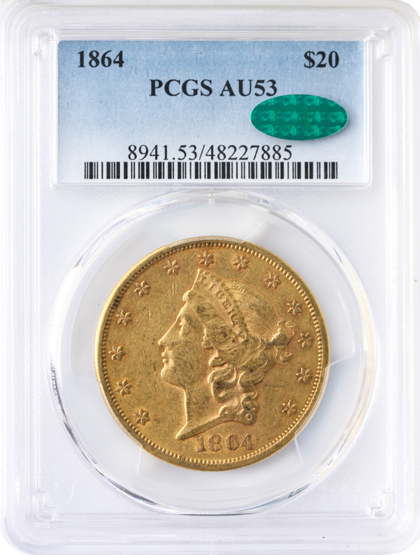1864 $20 Liberty PCGS AU53 CAC 1864 $20 Liberty PCGS AU53 CAC
