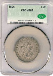 1806 Draped Bust Quarter CACG MS63