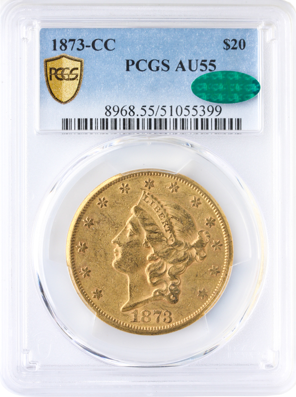 1873-CC $20 Liberty PCGS AU55 CAC 1873-CC $20 Liberty PCGS AU55 CAC