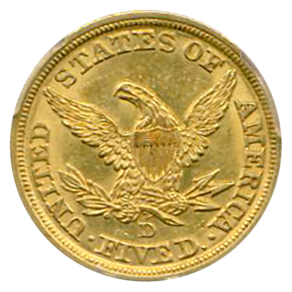 1845-D $5 Liberty PCGS MS61 CAC 1845-D $5 Liberty PCGS MS61 CAC