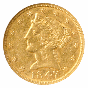 1847 $5 Liberty NGC AU55