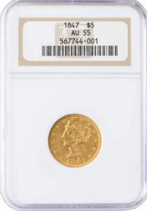 1847 $5 Liberty NGC AU55