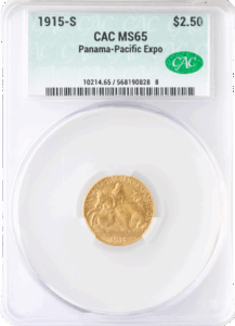 1915-S $2.50  Panama Pacific Gold Commemorative CACG MS65