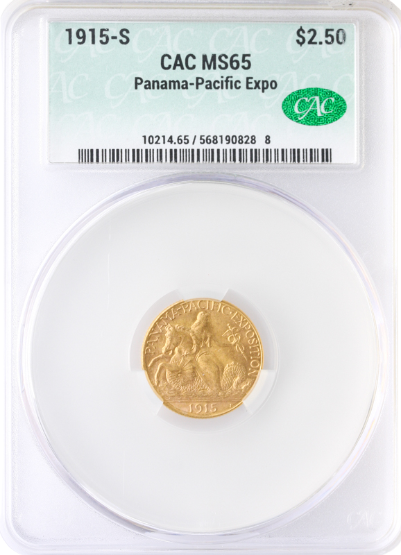 1915-S $2.50  Panama Pacific Gold Commemorative CACG MS65