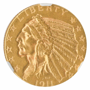 1911-D $5 Indian NGC AU58 CAC