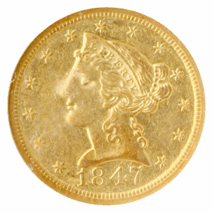 1847-O $5 Liberty NGC AU55