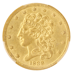 1838 $5 Classic CACG AU58