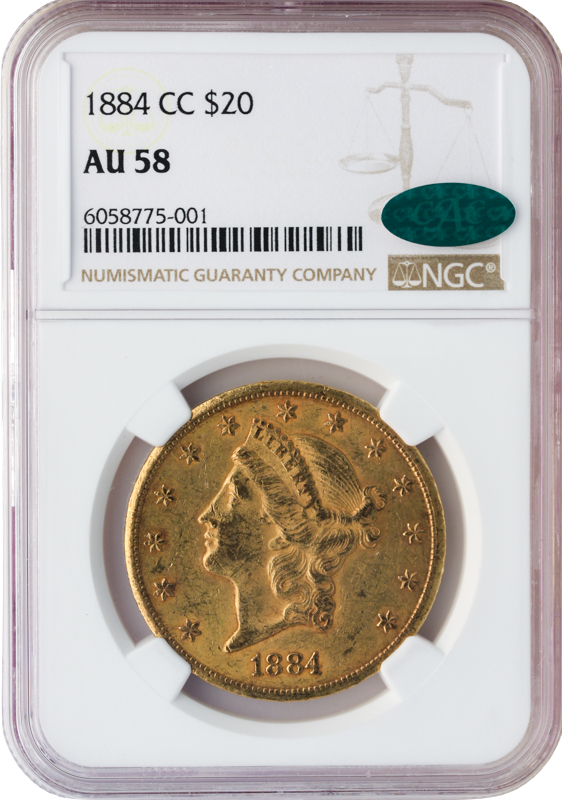 1884-CC $20 Liberty NGC AU58 CAC 1884-CC $20 Liberty NGC AU58 CAC