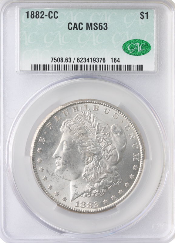 1882-CC Morgan $1 CACG MS63 CAC