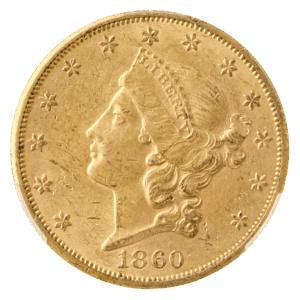 1860-S $20 Liberty CACG AU58