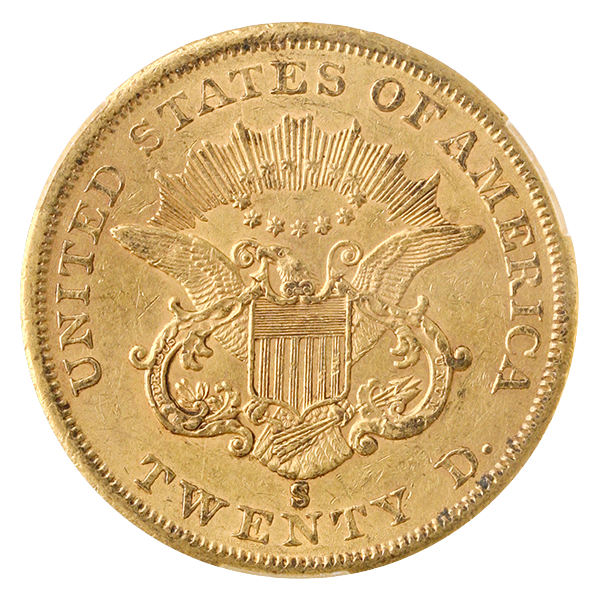 1860-S $20 Liberty CACG AU58 1860-S $20 Liberty CACG AU58