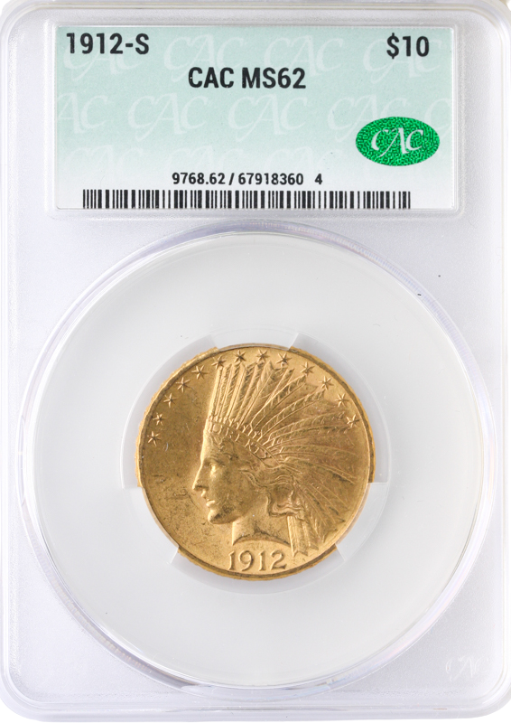 1912-S $10 Indian CACG MS62