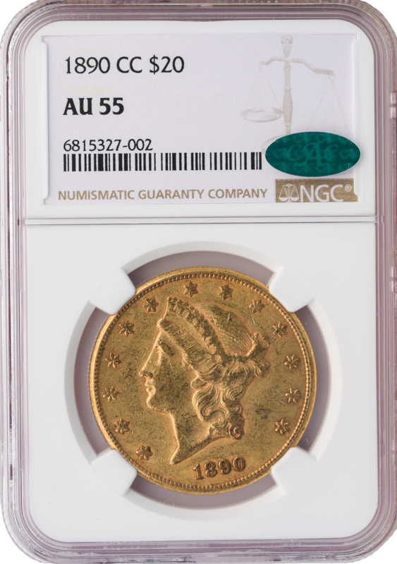 1890-CC $20 Liberty NGC AU55 CAC