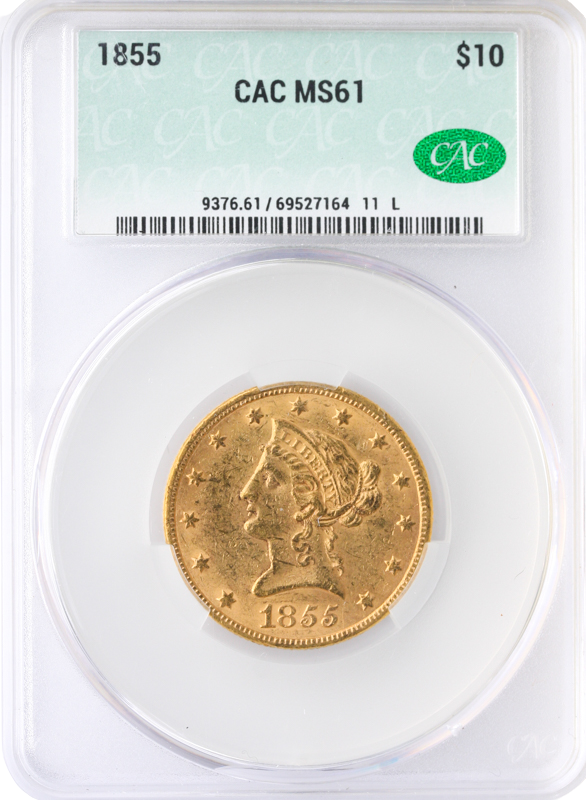 1855 $10 Liberty CACG MS61