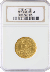 1810 $5 Capped Bust Large Date Large 5 NGC MS61