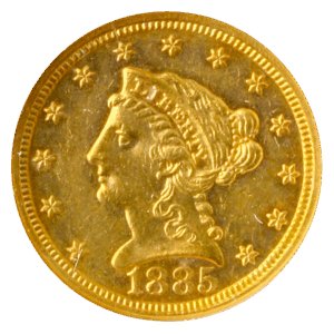 1885 $2.50 Liberty NGC AU58