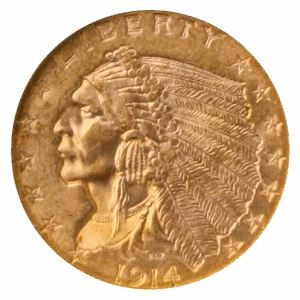 1914 $2.50 Indian NGC MS62