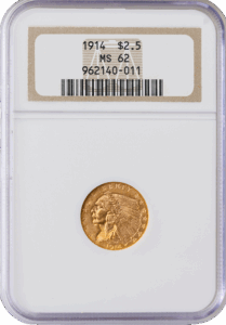 1914 $2.50 Indian NGC MS62