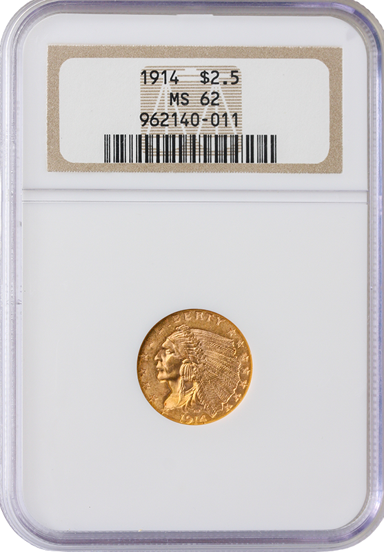 1914 $2.50 Indian NGC MS62 1914 $2.50 Indian NGC MS62