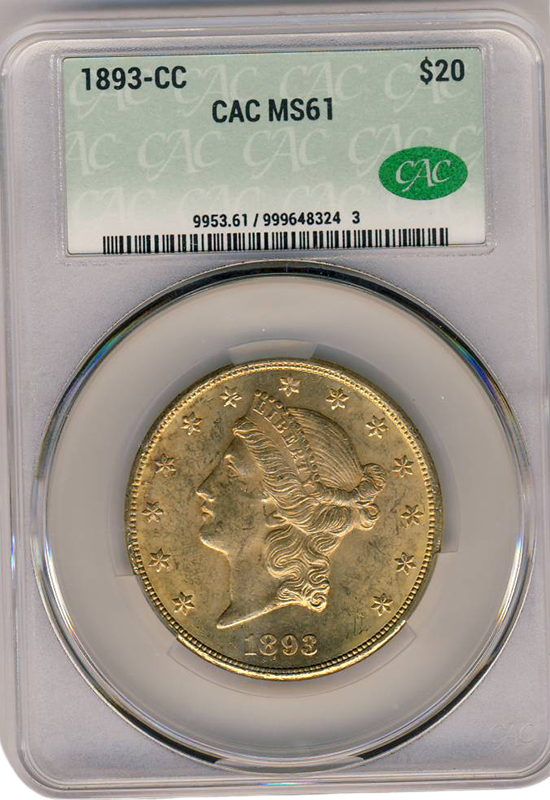 1893-CC $20 Liberty CACG MS61 1893-CC $20 Liberty CACG MS61