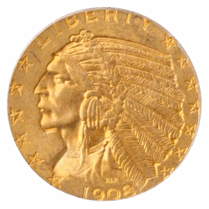 1908 $5 INDIAN PCGS MS63