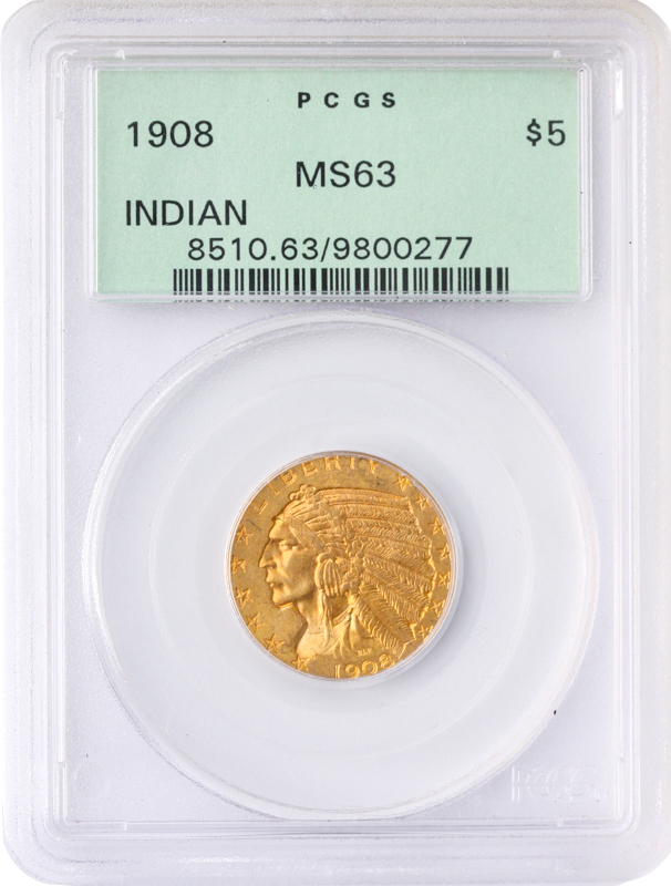 1908 $5 Indian PCGS MS63 1908 $5 Indian PCGS MS63