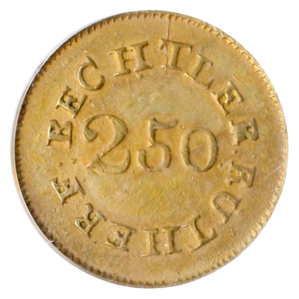 (1835-1837) C. Bechtler $2.50 64 grains 22 Carat K-11 PCGS AU53 CAC (1835-1837) C. Bechtler $2.50 64 grains 22 Carat K-11 PCGS AU53 CAC