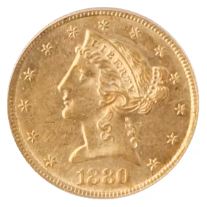 1880-CC $5 Liberty PCGS AU58 CAC