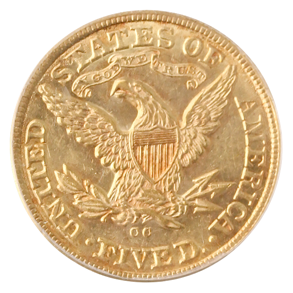 1880-CC $5 Liberty PCGS AU58 CAC 1880-CC $5 Liberty PCGS AU58 CAC