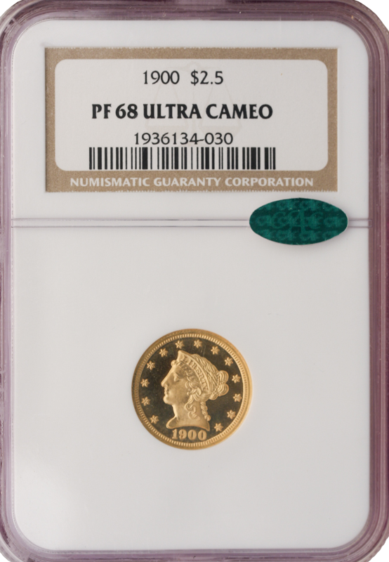1900 $2.50 Liberty NGC PR68 CAC Ultra Cameo
