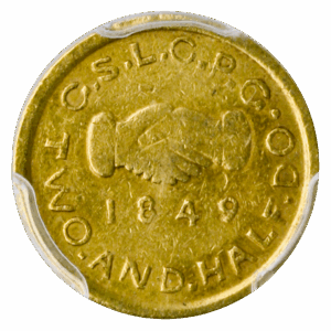 1849 $2.50 Mormon PCGS AU55 CAC