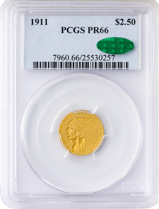 1911 $2.50 Indian PCGS PR66 CAC