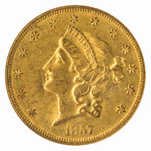 1857-O $20 Liberty NGC AU58 CAC
