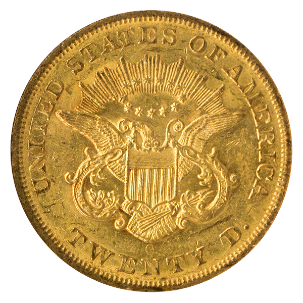 1857-O $20 Liberty NGC AU58 CAC