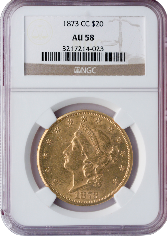 1873-CC $20 Liberty NGC AU58