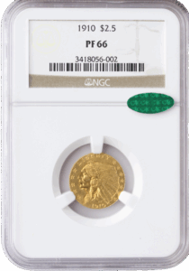 1910 $2.50 Indian NGC PR66 CAC