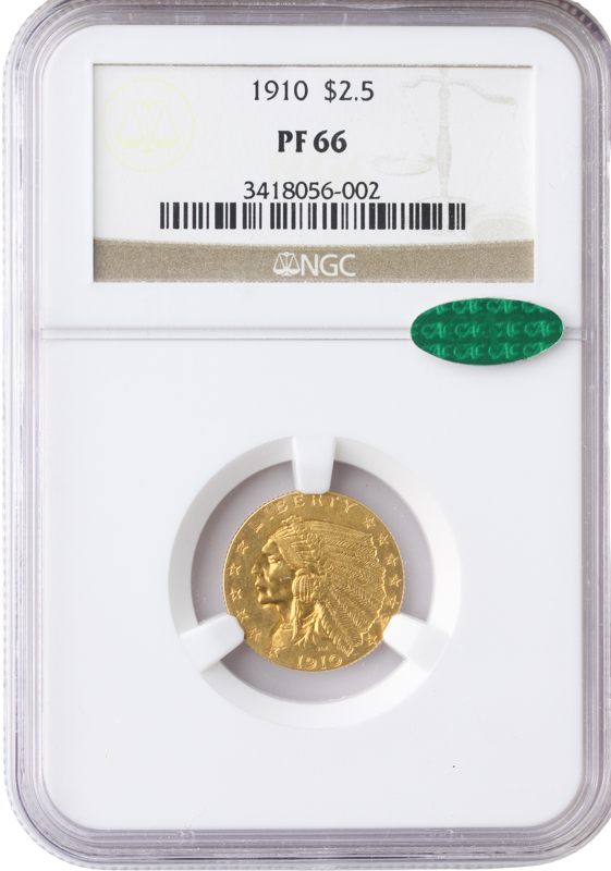 1910 $2.50 Indian NGC PR66 CAC
