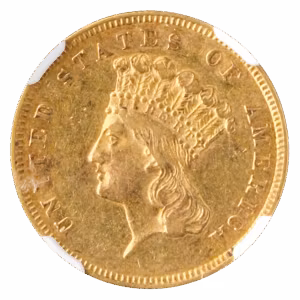 1860 $3 Inidan Princess NGC AU53 CAC