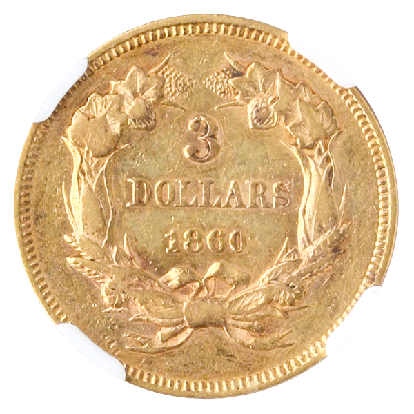 1860 $3 Inidan Princess NGC AU53 CAC 1860 $3 Inidan Princess NGC AU53 CAC
