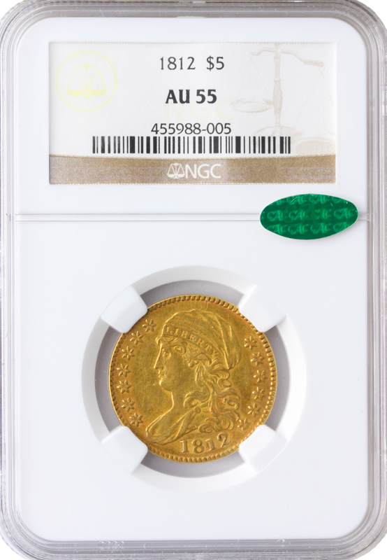 1812 $5 Capped Bust NGC AU55 CAC