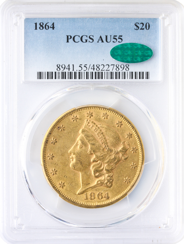 1864 $20 Liberty PCGS AU55 CAC 1864 $20 Liberty PCGS AU55 CAC